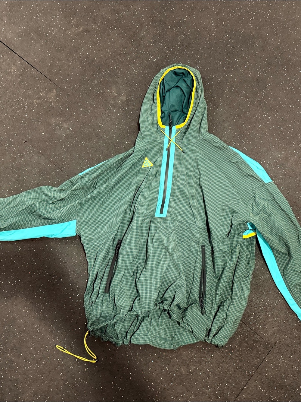 Nike ACG Green Windbreaker with Teal and Yellow Accents